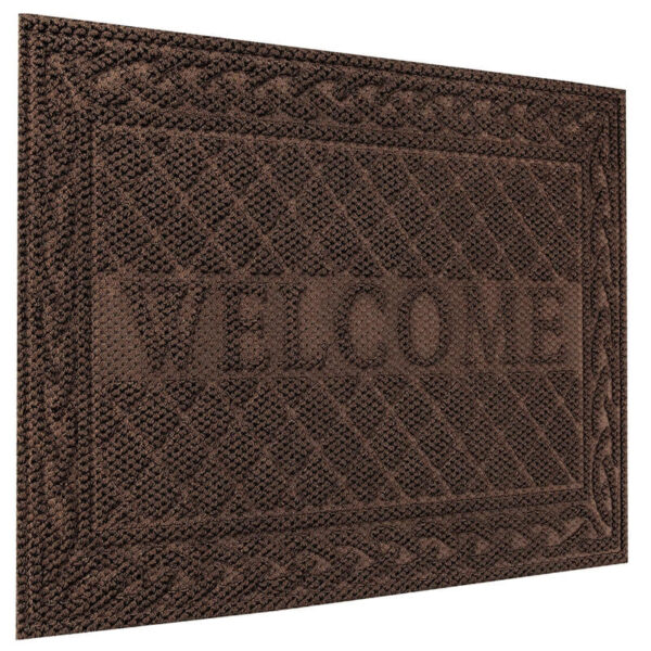 Rubber outdoor welcome front door mat brown
